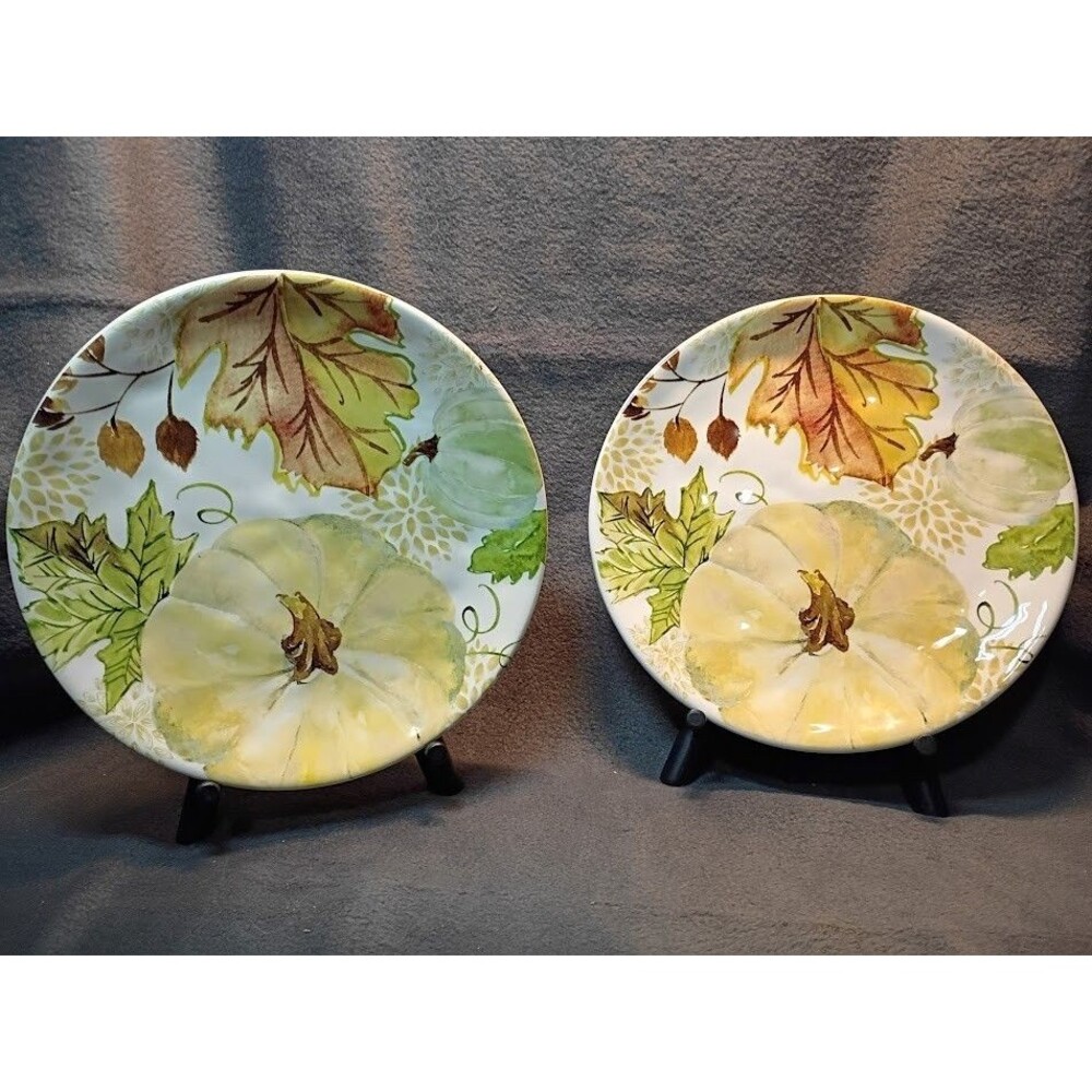 Set/2 Robert Stanley Harvest Pumpkin Salad Dessert Plates Fall Thanksgiving 1C